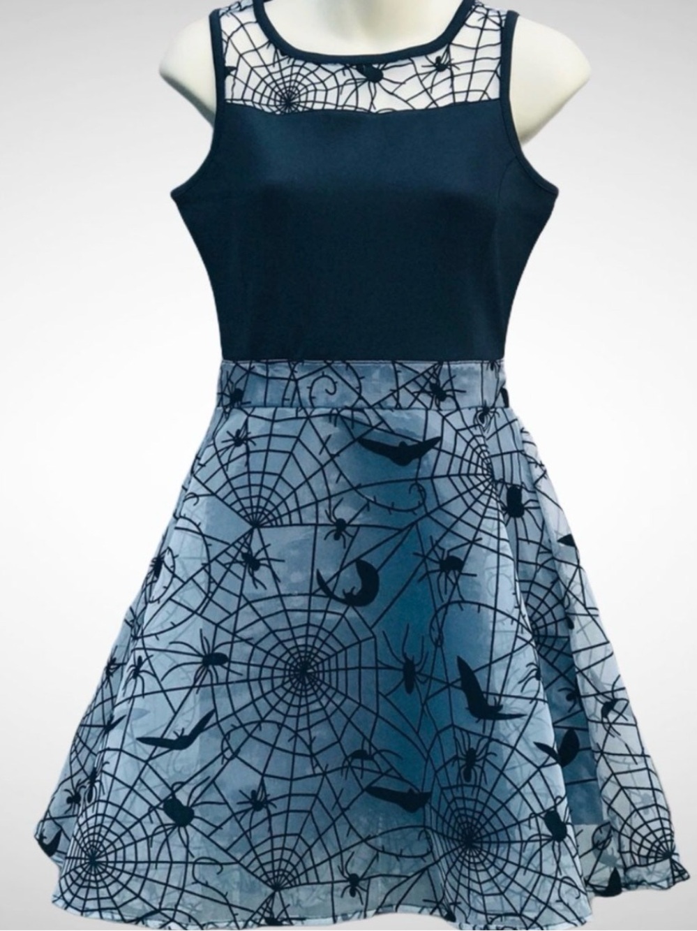 Spirit Black and Gray Spiderweb Overlay Party Dress